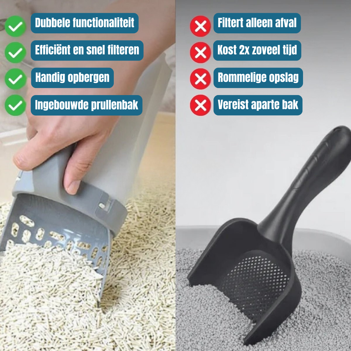 Lycentia HandyScoop™ – 2-in-1 Kattenbak-Schep met Zakjeshouder