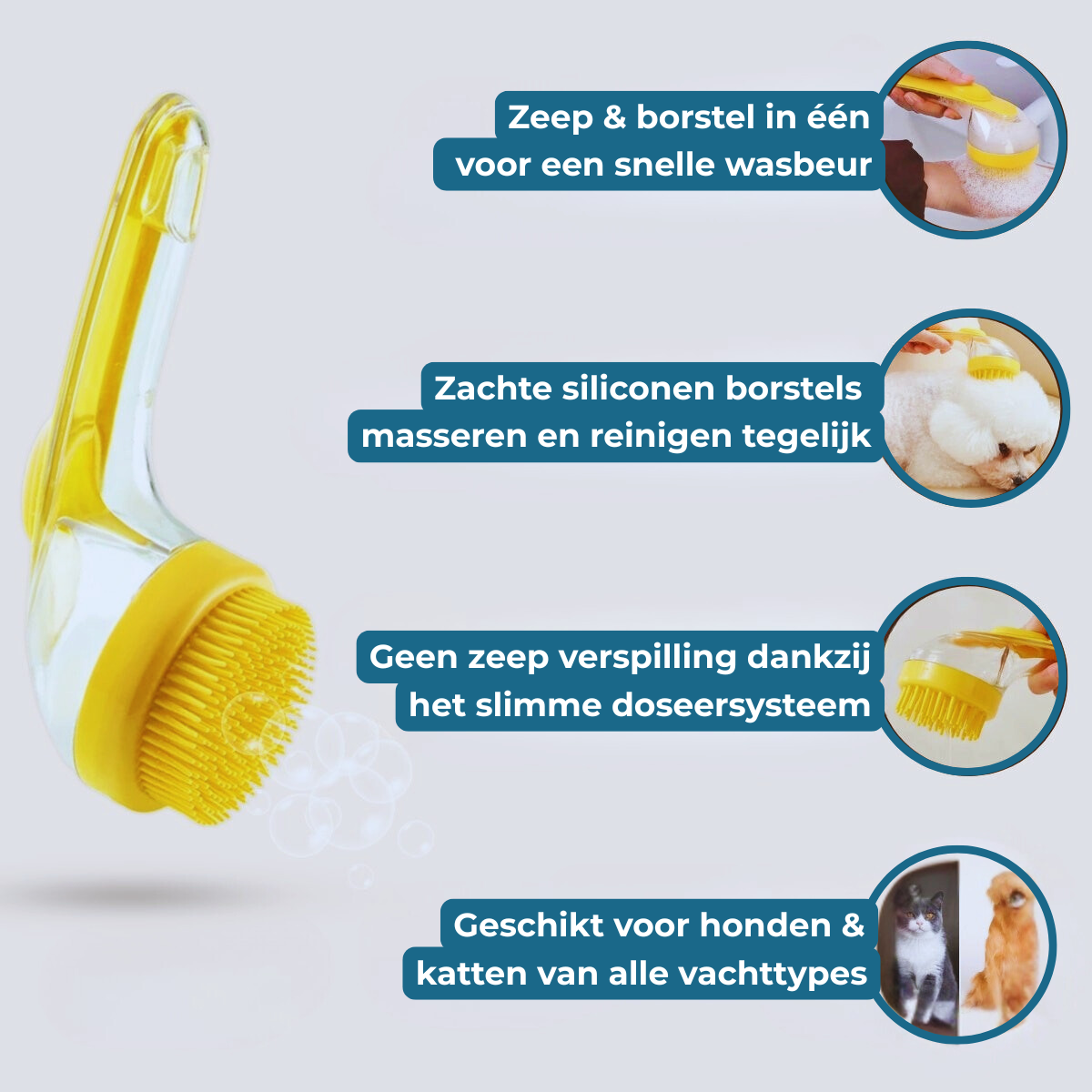 Lycentia DouchBrush™ – 2-in-1 Wasborstel met Zeepdispenser voor Huisdieren
